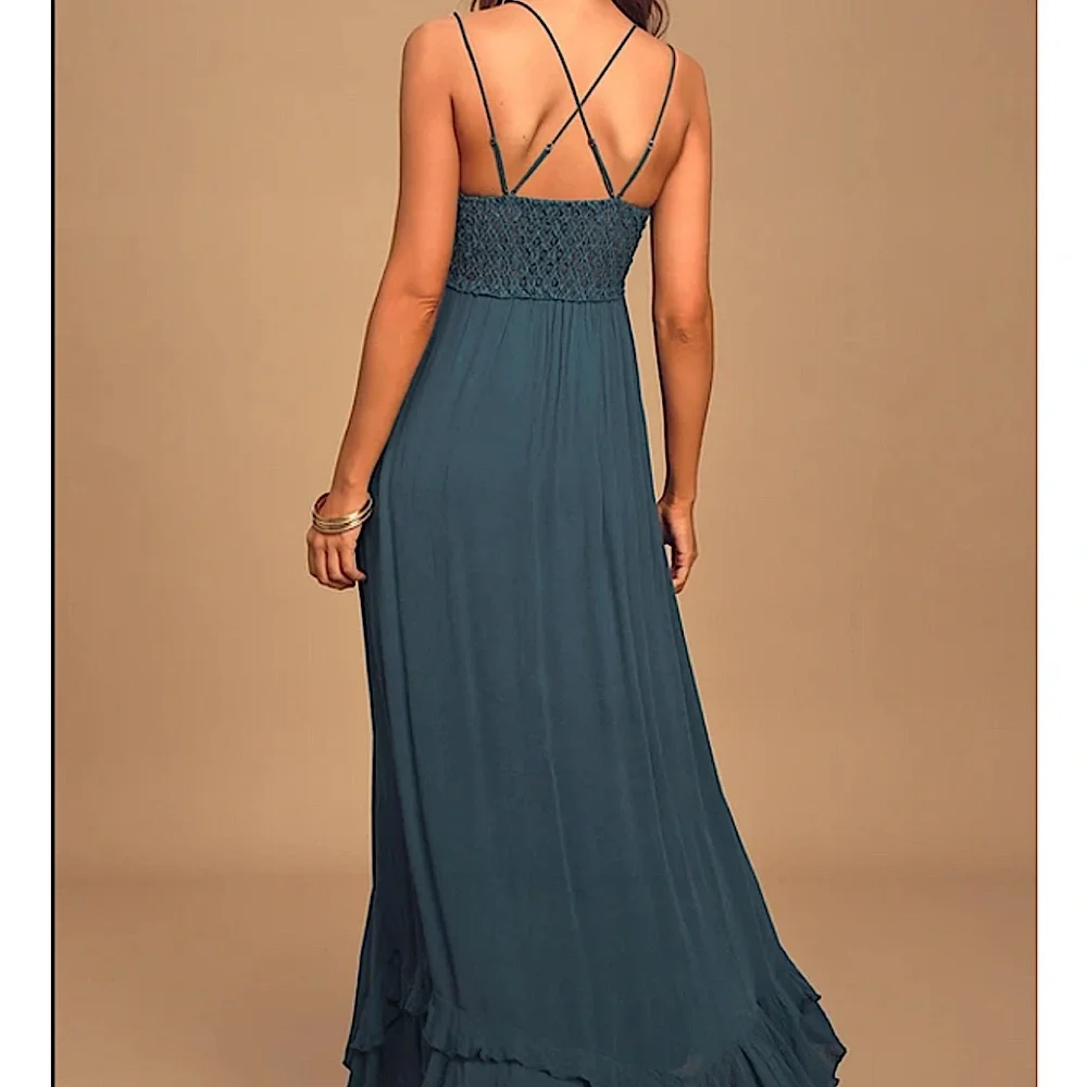 Free People Adella Maxi Slip Dress in Turquoise NWT - Picture 4 of 13